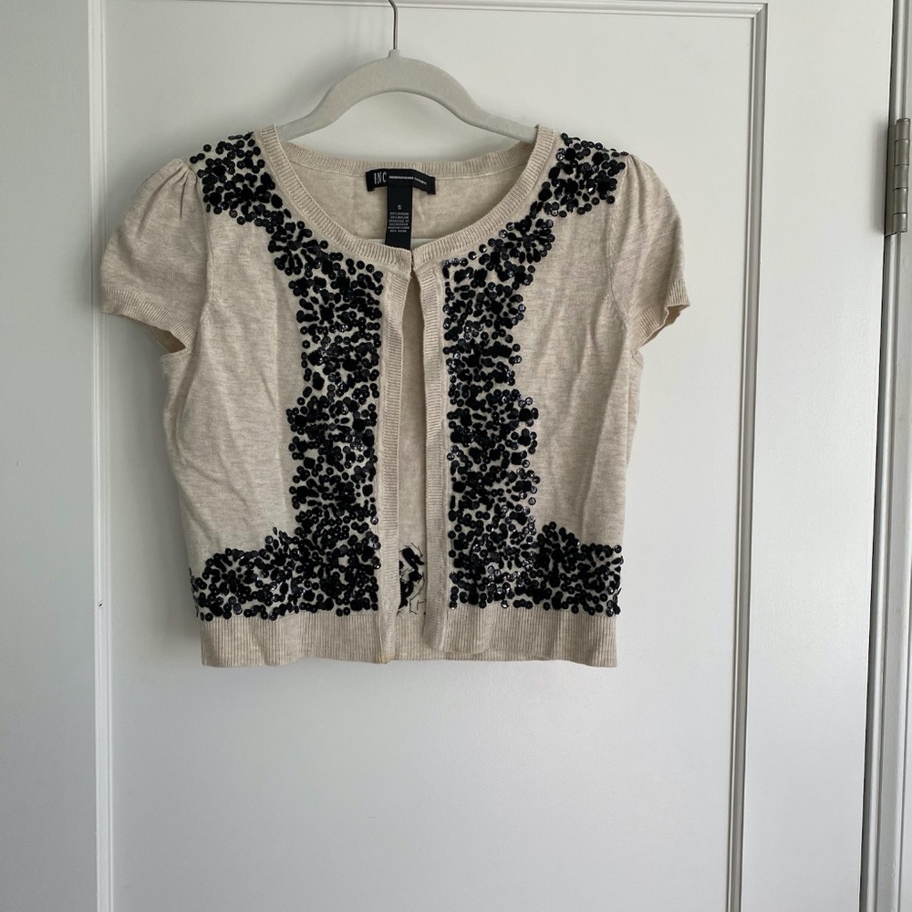 INC International Concepts Cropped Cardigan Sequined